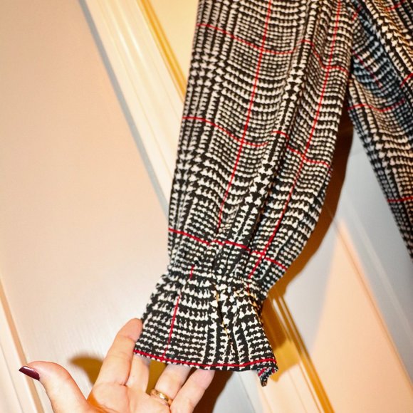 Talbots Plaid On/Off the Shoulder Blouse - Picture 4 of 9